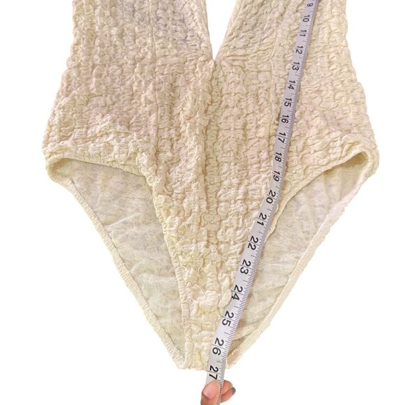 Zara Women's White Textured Corset V-Neck Wired Spaghetti Strap Bodysuit Size L - Picture 9 of 9